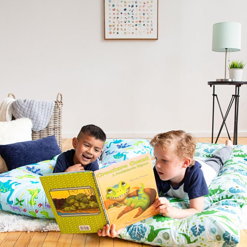 Wildkin Kids Floor Lounger â€“ Pillow Lounger, Travel-Friendly, Ideal for Sleepovers, Fits Standard Pillows - Dinosaur Land - Image 3
